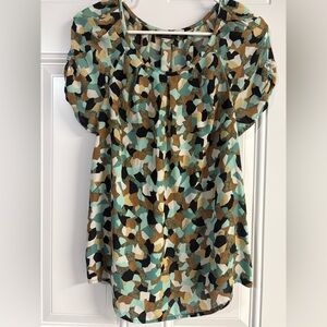 Apt. 9 Abstract Patterned Blouse - Black, White, Brown, Green✨
